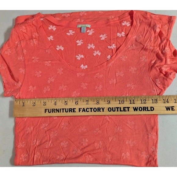 Charlotte Russe Coral Pink Bow Print Mini Dress Small S V-Neck Short Sleeve... - Picture 4 of 11